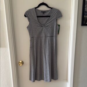 Toad&Co Gray A-Line Midi Dress with Cap Sleeves